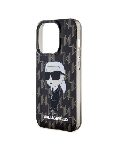 Véritable KARL LAGERFELD Case KLHCP15XHNKMKLK pour iPhone 15 PRO MAX (Iconic Monogram / noir)