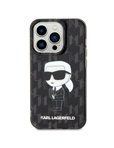 Véritable KARL LAGERFELD Case KLHCP15XHNKMKLK pour iPhone 15 PRO MAX (Iconic Monogram / noir)