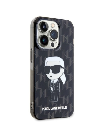 Véritable KARL LAGERFELD Case KLHCP15XHNKMKLK pour iPhone 15 PRO MAX (Iconic Monogram / noir)