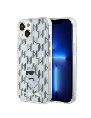 Véritable KARL LAGERFELD Case KLHCP15SHNCMKLT pour iPhone 15 (Monogramme / transparent)