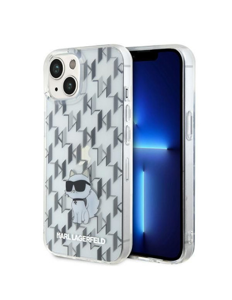 Véritable KARL LAGERFELD Case KLHCP15SHNCMKLT pour iPhone 15 (Monogramme / transparent)