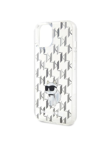 Véritable KARL LAGERFELD Case KLHCP15SHNCMKLT pour iPhone 15 (Monogramme / transparent)