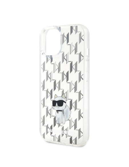 Véritable KARL LAGERFELD Case KLHCP15SHNCMKLT pour iPhone 15 (Monogramme / transparent)