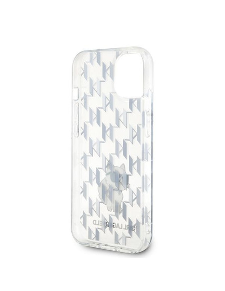 Véritable KARL LAGERFELD Case KLHCP15SHNCMKLT pour iPhone 15 (Monogramme / transparent)