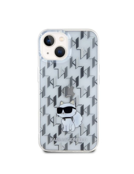 Véritable KARL LAGERFELD Case KLHCP15SHNCMKLT pour iPhone 15 (Monogramme / transparent)