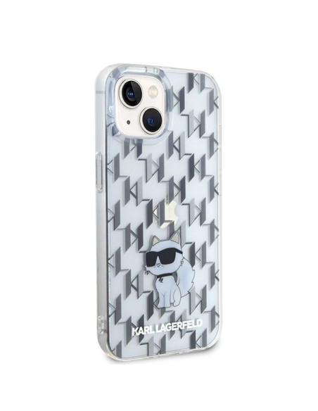 Véritable KARL LAGERFELD Case KLHCP15SHNCMKLT pour iPhone 15 (Monogramme / transparent)