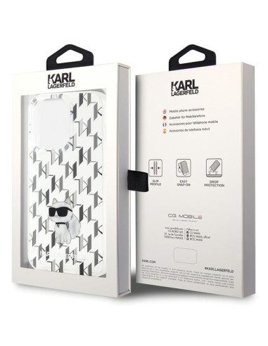 Véritable KARL LAGERFELD Case KLHCP15LHNCMKLT pour iPhone 15 PRO (Monogramme / transparent)
