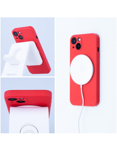 SILICONE MAG COVER case compatible with MagSafe for IPHONE 16 Pro red