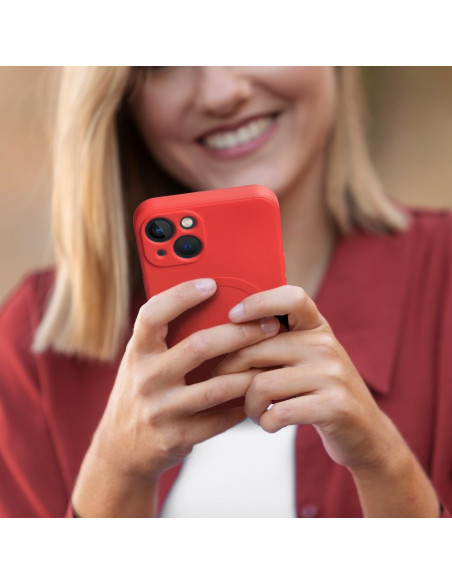 SILICONE MAG COVER case compatible with MagSafe for IPHONE 16 Pro red