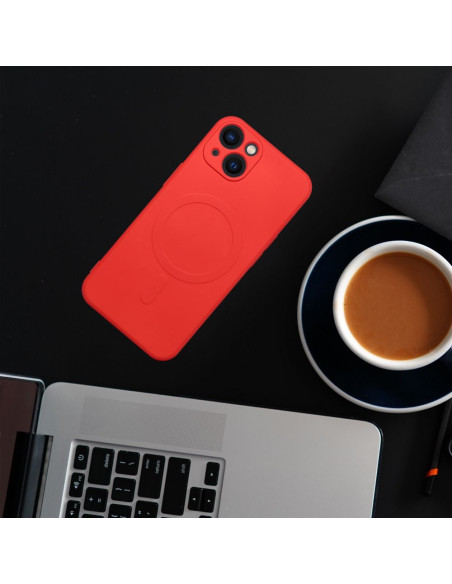 SILICONE MAG COVER case compatible with MagSafe for IPHONE 16 Pro red