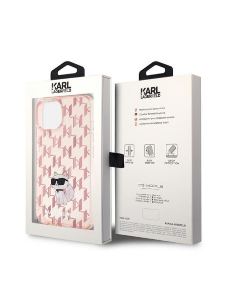 KARL LAGERFELD case for IPHONE 15 KLHCP15SHNCMKLP (Monogram) pink