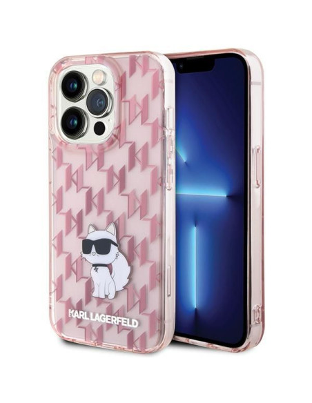 Véritable KARL LAGERFELD Case KLHCP15XHNCMKLP pour iPhone 15 PRO MAX (Monogramme / rose)