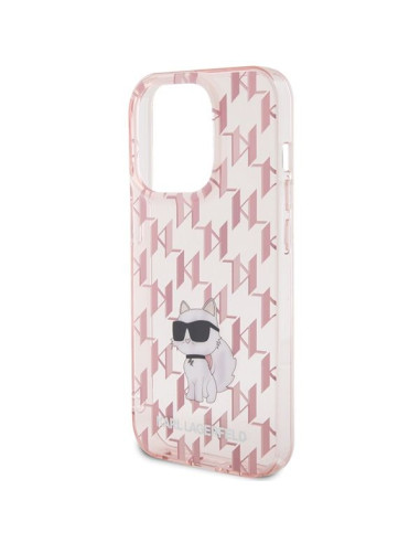 Véritable KARL LAGERFELD Case KLHCP15XHNCMKLP pour iPhone 15 PRO MAX (Monogramme / rose)