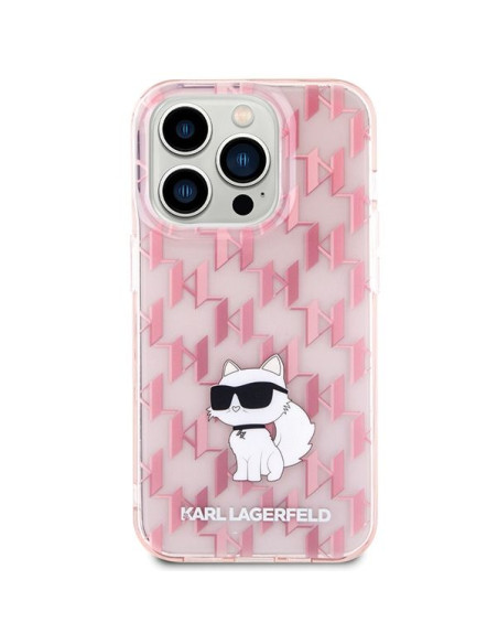 Véritable KARL LAGERFELD Case KLHCP15XHNCMKLP pour iPhone 15 PRO MAX (Monogramme / rose)