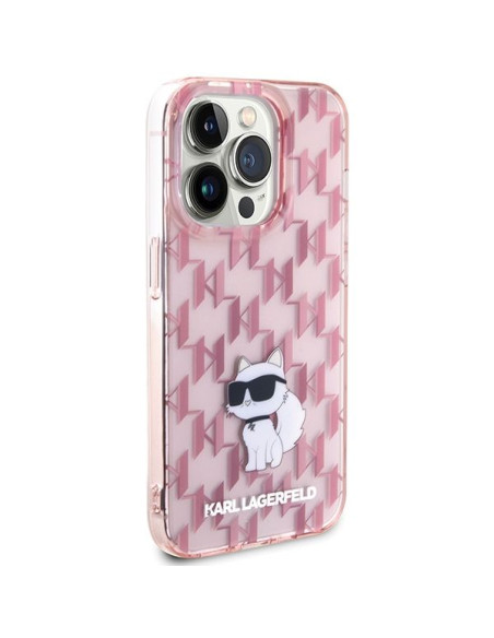 Véritable KARL LAGERFELD Case KLHCP15XHNCMKLP pour iPhone 15 PRO MAX (Monogramme / rose)