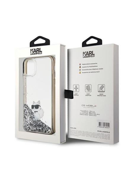 Véritable KARL LAGERFELD Case KLHCN61LKCNSK pour iPhone 11 (Liquid Glitter C / transparent)