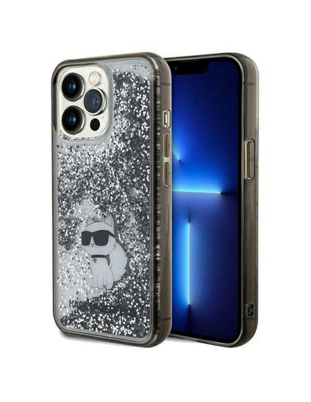Véritable KARL LAGERFELD Case KLHCP13LLKCNSK pour iPhone 13 Pro (Liquid Glitter C / transparent)