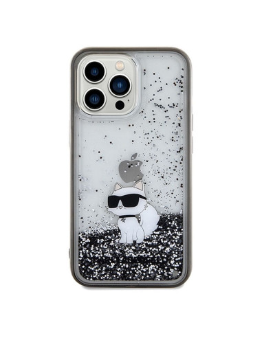 Véritable KARL LAGERFELD Case KLHCP13LLKCNSK pour iPhone 13 Pro (Liquid Glitter C / transparent)