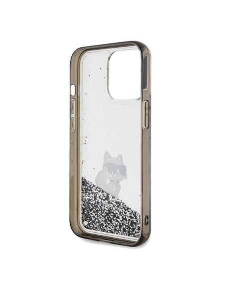 Véritable KARL LAGERFELD Case KLHCP13LLKCNSK pour iPhone 13 Pro (Liquid Glitter C / transparent)