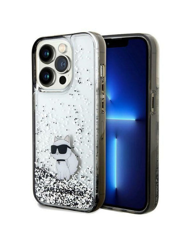 Véritable KARL LAGERFELD Case KLHCP14LLKCNSK pour iPhone 14 Pro (Liquid Glitter C / transparent)