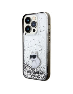 Véritable KARL LAGERFELD Case KLHCP14LLKCNSK pour iPhone 14 Pro (Liquid Glitter C / transparent) 2