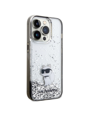 Véritable KARL LAGERFELD Case KLHCP14LLKCNSK pour iPhone 14 Pro (Liquid Glitter C / transparent)