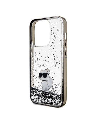Véritable KARL LAGERFELD Case KLHCP14LLKCNSK pour iPhone 14 Pro (Liquid Glitter C / transparent)