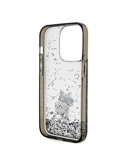Véritable KARL LAGERFELD Case KLHCP14LLKCNSK pour iPhone 14 Pro (Liquid Glitter C / transparent)