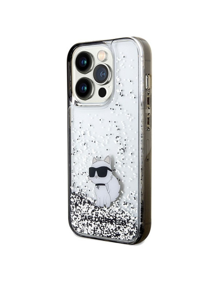 Véritable KARL LAGERFELD Case KLHCP14XLKCNSK pour iPhone 14 Pro Max (Liquid Glitter C / transparent)