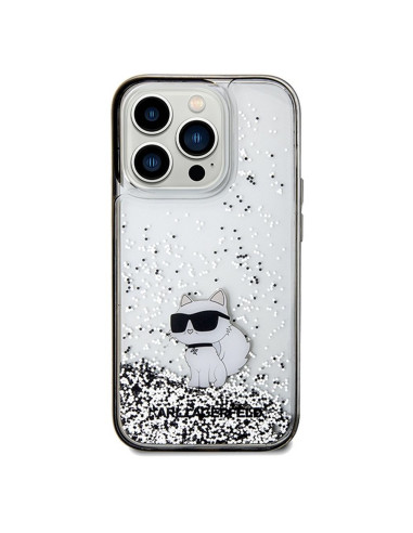 Véritable KARL LAGERFELD Case KLHCP14XLKCNSK pour iPhone 14 Pro Max (Liquid Glitter C / transparent)