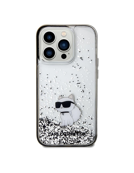Véritable KARL LAGERFELD Case KLHCP14XLKCNSK pour iPhone 14 Pro Max (Liquid Glitter C / transparent)