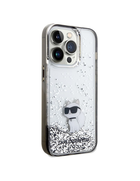 Véritable KARL LAGERFELD Case KLHCP14XLKCNSK pour iPhone 14 Pro Max (Liquid Glitter C / transparent)
