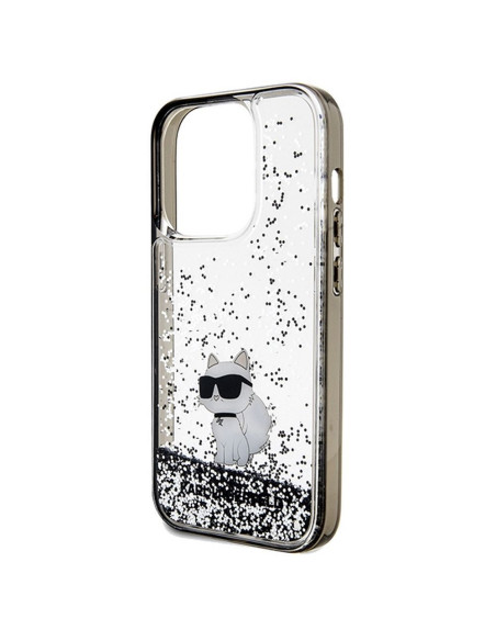 Véritable KARL LAGERFELD Case KLHCP14XLKCNSK pour iPhone 14 Pro Max (Liquid Glitter C / transparent)