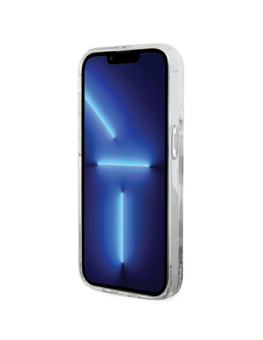 Véritable KARL LAGERFELD Case KLHCP14LLDHKCNS pour iPhone 14 Pro (Liquid Glitter KC / white)