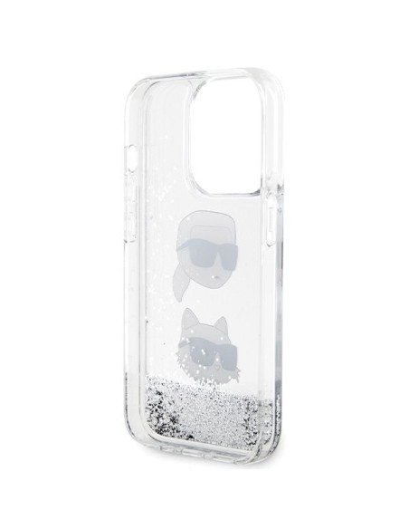 Véritable KARL LAGERFELD Case KLHCP14LLDHKCNS pour iPhone 14 Pro (Liquid Glitter KC / white)