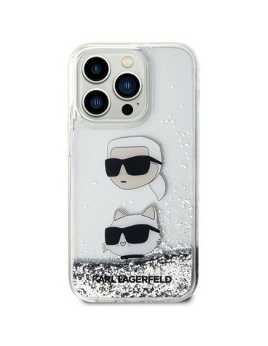 Véritable KARL LAGERFELD Case KLHCP14XLDHKCNS pour iPhone 14 Pro Max (Liquid Glitter KC / white)
