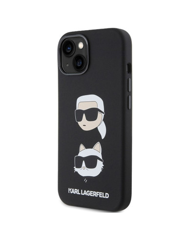 Véritable KARL LAGERFELD Case KLHCP15SSDHKCNK pour iPhone 15 (Silicone KC / noir)