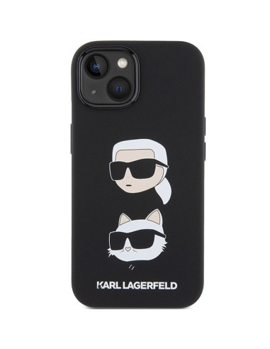 Véritable KARL LAGERFELD Case KLHCP15SSDHKCNK pour iPhone 15 (Silicone KC / noir)