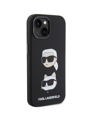 Véritable KARL LAGERFELD Case KLHCP15SSDHKCNK pour iPhone 15 (Silicone KC / noir)