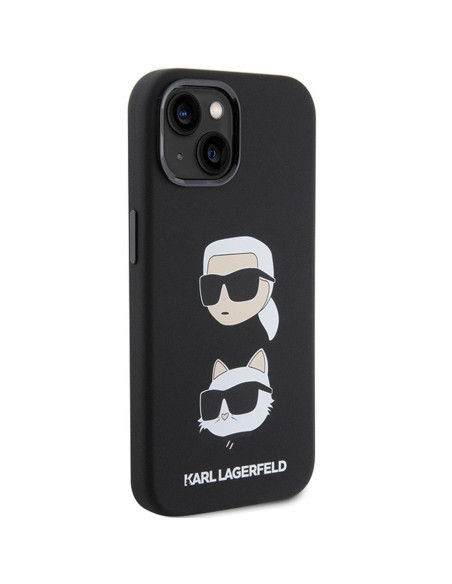 Véritable KARL LAGERFELD Case KLHCP15SSDHKCNK pour iPhone 15 (Silicone KC / noir)