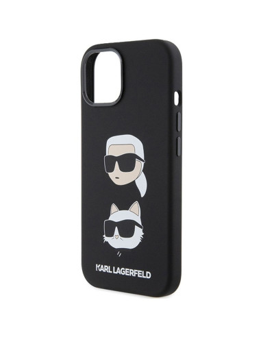 Véritable KARL LAGERFELD Case KLHCP15SSDHKCNK pour iPhone 15 (Silicone KC / noir)