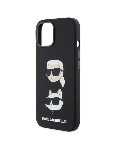 Véritable KARL LAGERFELD Case KLHCP15SSDHKCNK pour iPhone 15 (Silicone KC / noir)