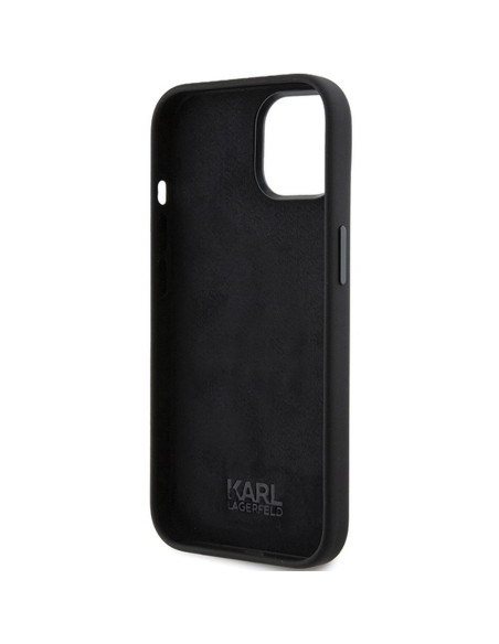 Véritable KARL LAGERFELD Case KLHCP15SSDHKCNK pour iPhone 15 (Silicone KC / noir)