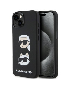 Véritable KARL LAGERFELD Case KLHCP15MSDHKCNK pour iPhone 15 Plus (Silicone KC / noir)