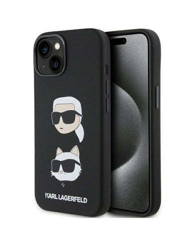 Véritable KARL LAGERFELD Case KLHCP15MSDHKCNK pour iPhone 15 Plus (Silicone KC / noir)