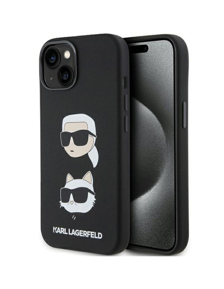 Véritable KARL LAGERFELD Case KLHCP15MSDHKCNK pour iPhone 15 Plus (Silicone KC / noir)