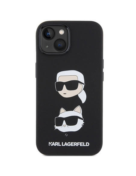 Véritable KARL LAGERFELD Case KLHCP15MSDHKCNK pour iPhone 15 Plus (Silicone KC / noir)