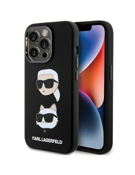 Véritable KARL LAGERFELD Case KLHCP15LSDHKCNK pour iPhone 15 Pro (Silicone KC / noir)