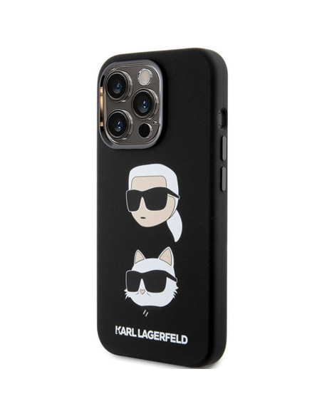 Véritable KARL LAGERFELD Case KLHCP15LSDHKCNK pour iPhone 15 Pro (Silicone KC / noir)