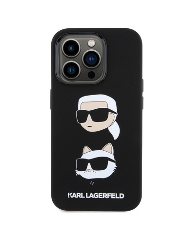 Véritable KARL LAGERFELD Case KLHCP15LSDHKCNK pour iPhone 15 Pro (Silicone KC / noir)